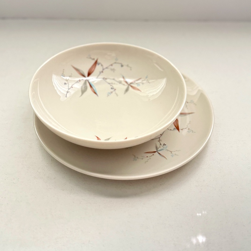 Vintage‎ MCM Bowl and Salad Plate, Finesse Carefree True China by Syracuse